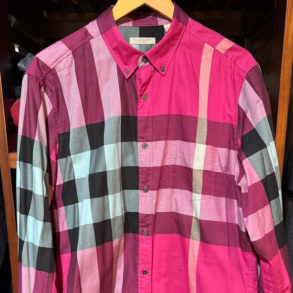 Burberry . Men’s check cotton shirt size XL